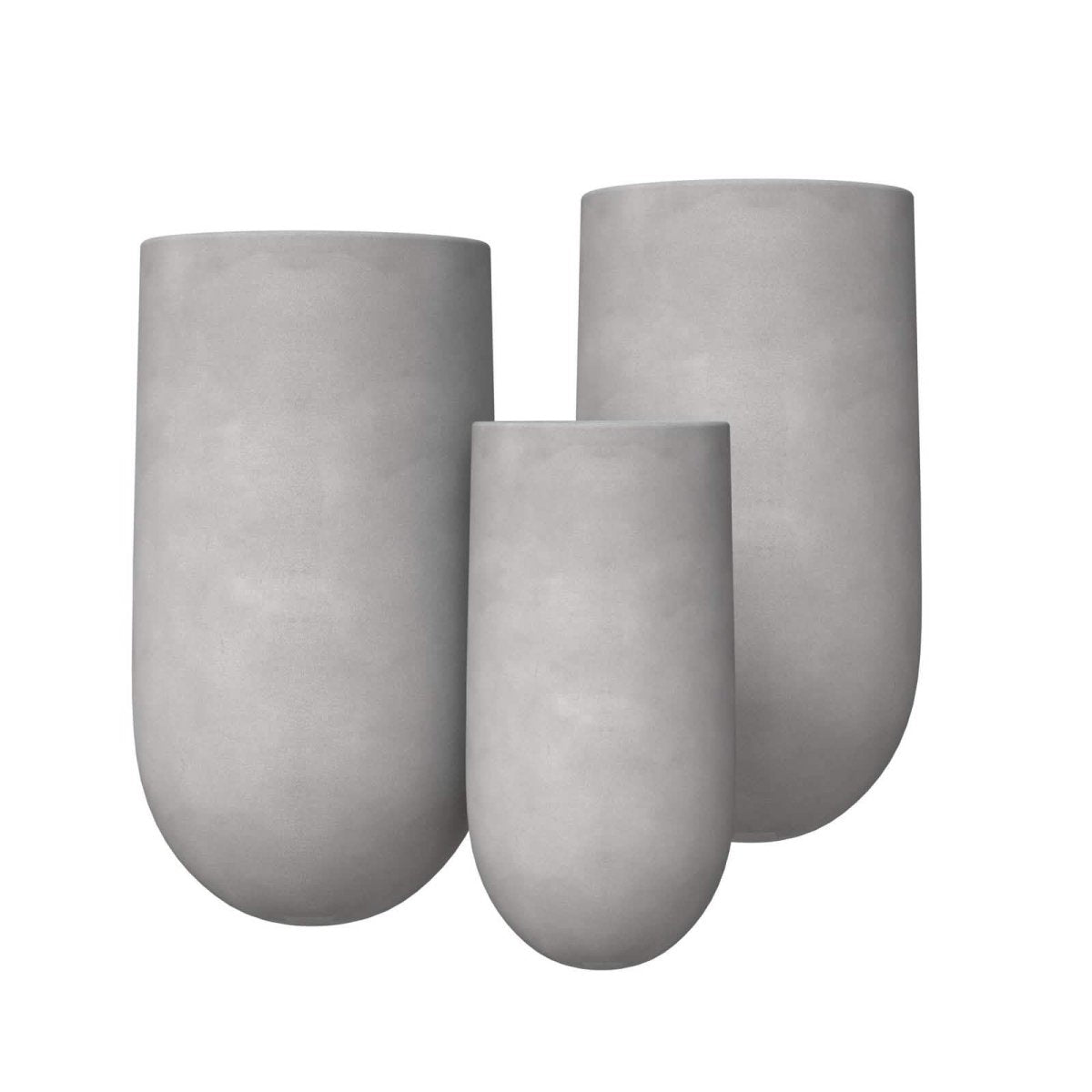 Topiary 3 - Piece Modern Fiberstone: Cylinder Planter Pot Set for Indoor and Oudoor