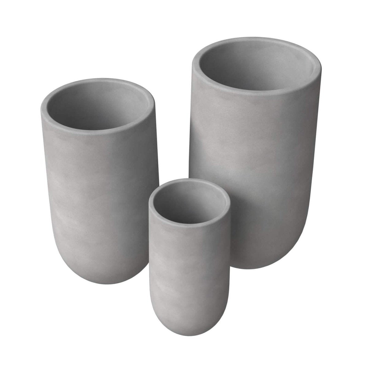 Topiary 3 - Piece Modern Fiberstone: Cylinder Planter Pot Set for Indoor and Oudoor