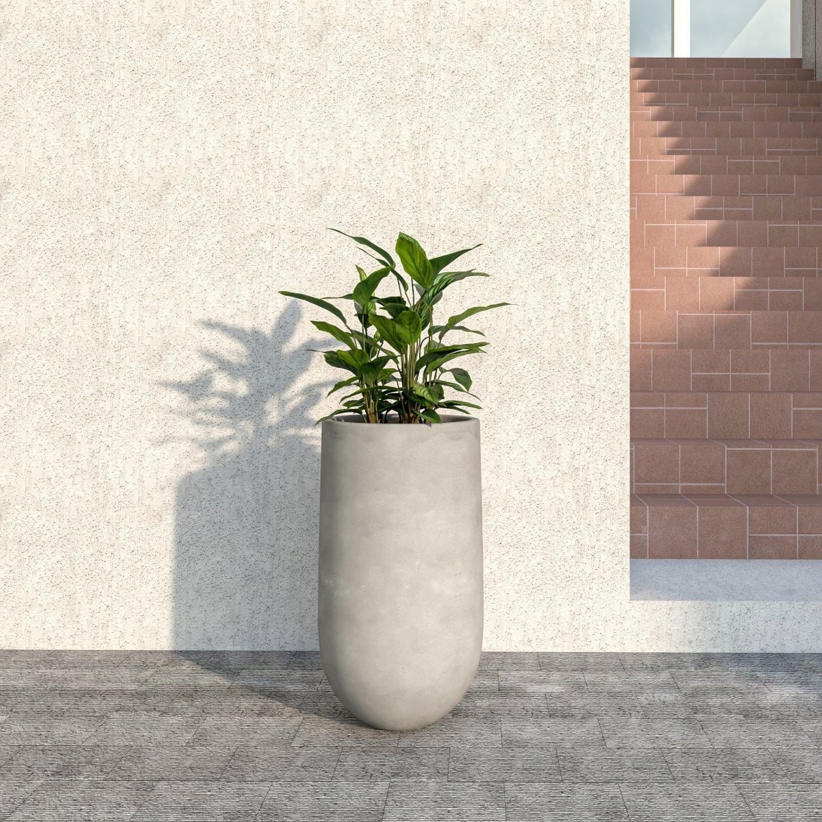 Topiary Mid - Century Modern Cylinder Planter: Fiberstone and MgO Clay Planter Pot in Dark Grey