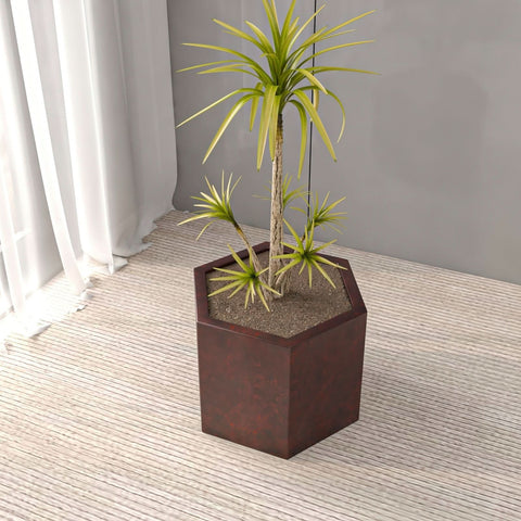 LeisureMod Thicket Modern Fiberstone Planter - Hexagon Design Weather Resistant Plant Pot