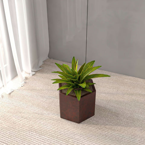 LeisureMod Thicket Modern Fiberstone Planter - Hexagon Design Weather Resistant Plant Pot