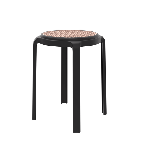 LeisureMod Tresse Mid-Century Modern Stackable Round Plastic Dining Stool for Kitchen and Dining Room