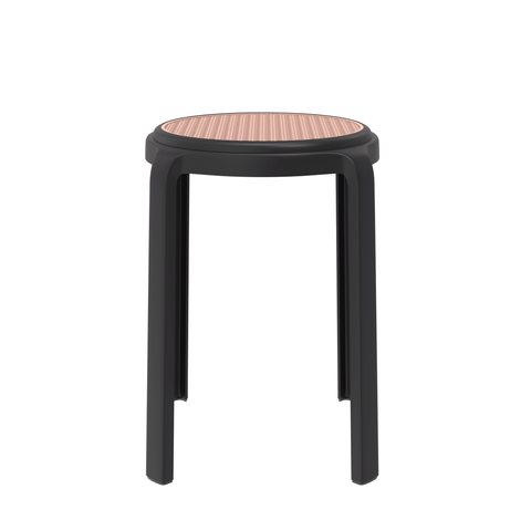 LeisureMod Tresse Mid-Century Modern Stackable Round Plastic Dining Stool for Kitchen and Dining Room