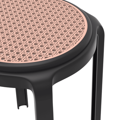 LeisureMod Tresse Mid-Century Modern Stackable Round Plastic Dining Stool for Kitchen and Dining Room