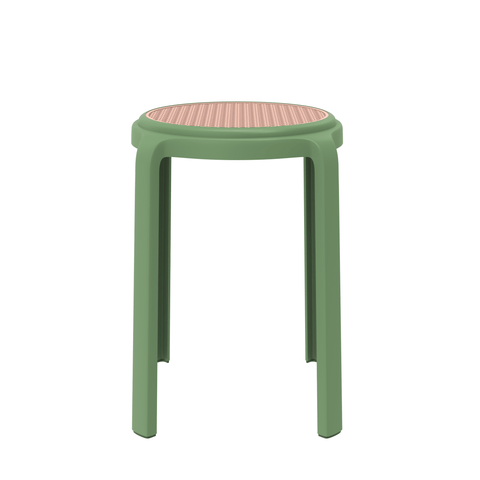 Tresse Mid-Century Modern Stackable Round Plastic Dining Stool for Kitchen and Dining Room