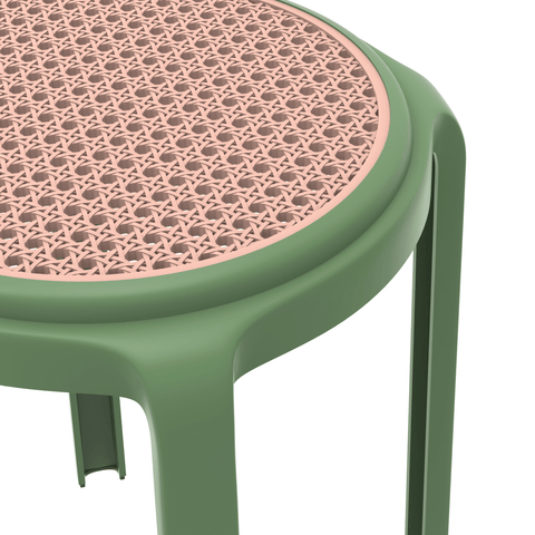 LeisureMod Tresse Mid-Century Modern Stackable Round Plastic Dining Stool for Kitchen and Dining Room