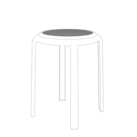 LeisureMod Tresse Mid-Century Modern Stackable Round Plastic Dining Stool for Kitchen and Dining Room