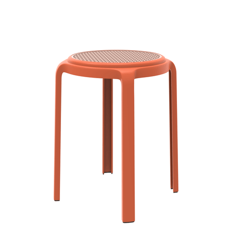 Tresse Mid-Century Modern Stackable Round Plastic Dining Stool for Kitchen and Dining Room