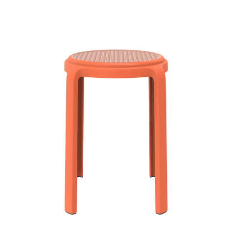 Tresse Mid-Century Modern Stackable Round Plastic Dining Stool for Kitchen and Dining Room