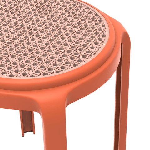 Tresse Mid-Century Modern Stackable Round Plastic Dining Stool for Kitchen and Dining Room