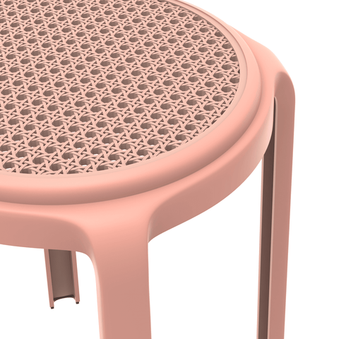 Tresse Mid-Century Modern Stackable Round Plastic Dining Stool for Kitchen and Dining Room