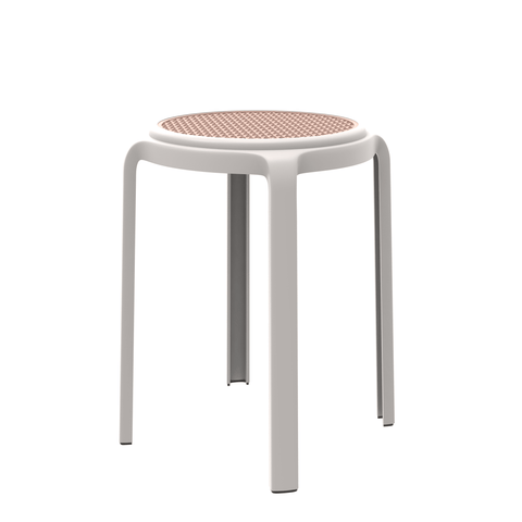 Tresse Mid-Century Modern Stackable Round Plastic Dining Stool for Kitchen and Dining Room