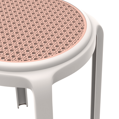 LeisureMod Tresse Mid-Century Modern Stackable Round Plastic Dining Stool for Kitchen and Dining Room