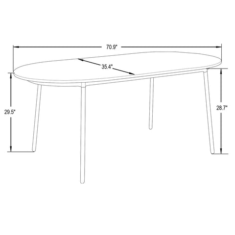Tule 7-Piece Dining Set: Steel Frame, 6 Upholstered Chairs, 71'' Oval MDF Tabletop