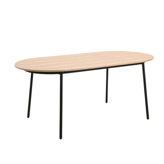 Tule Modern Oval Dining Table with MDF Tabletop and Black Steel Legs