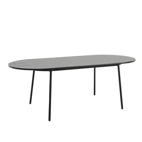 Tule Modern Oval Dining Table with MDF Tabletop and Black Steel Legs