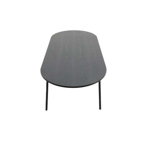 Tule Modern Oval Dining Table with MDF Tabletop and Black Steel Legs