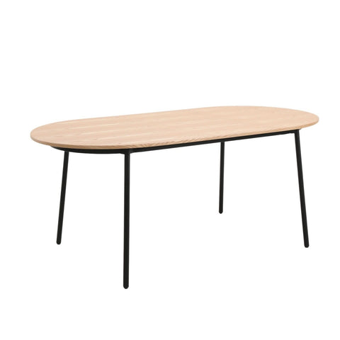 Tule Modern Oval Dining Table with MDF Tabletop and Black Steel Legs