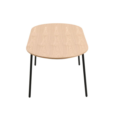 Tule Modern Oval Dining Table with MDF Tabletop and Black Steel Legs