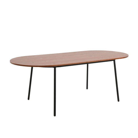 Tule Modern Oval Dining Table with MDF Tabletop and Black Steel Legs