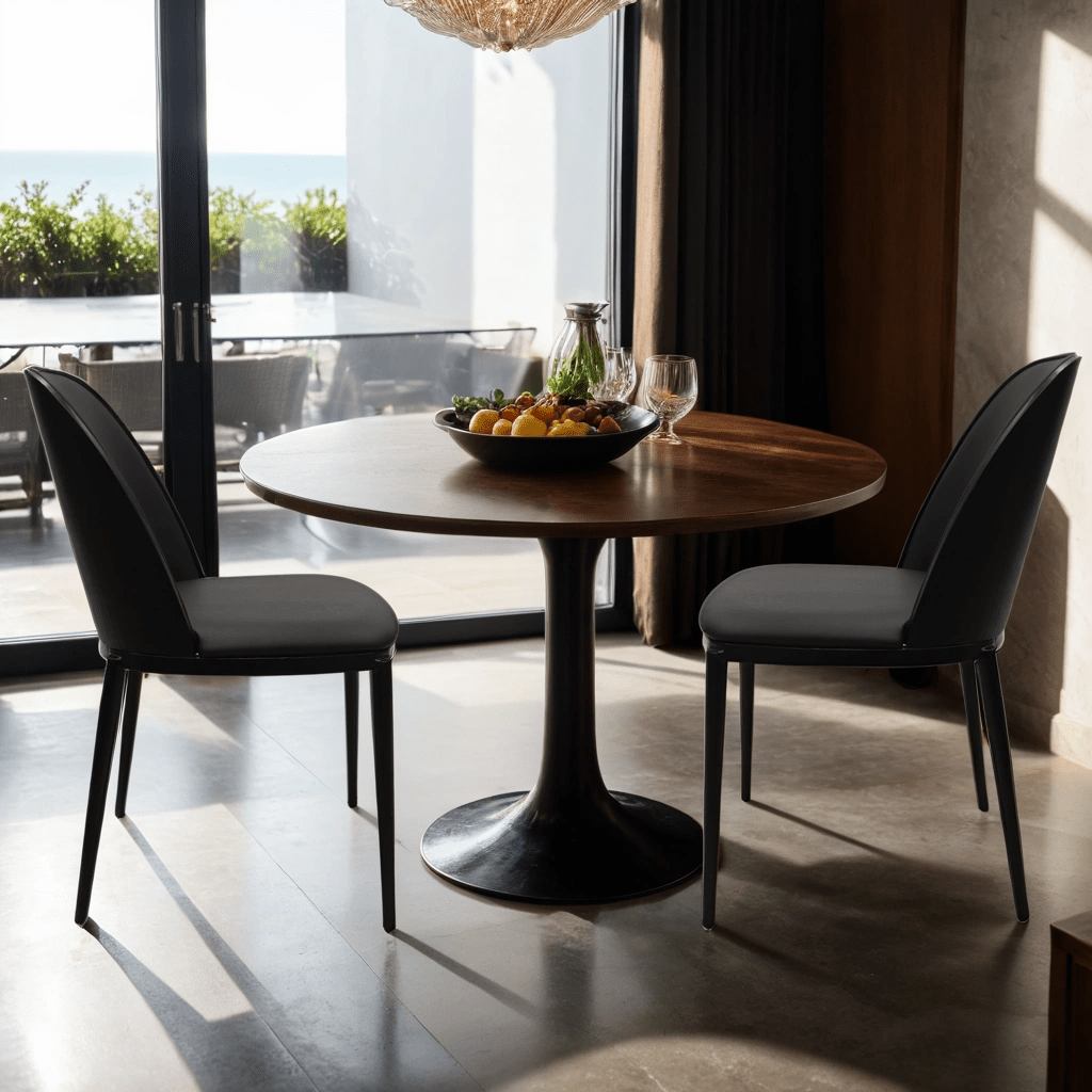 Tule Dining Side Chair with Upholstered Seat and Powder - Coated Steel Frame