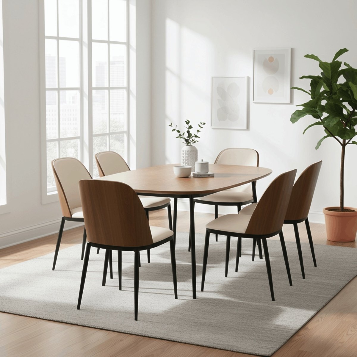 Tule Dining Side Chair with Upholstered Seat and Powder - Coated Steel Frame