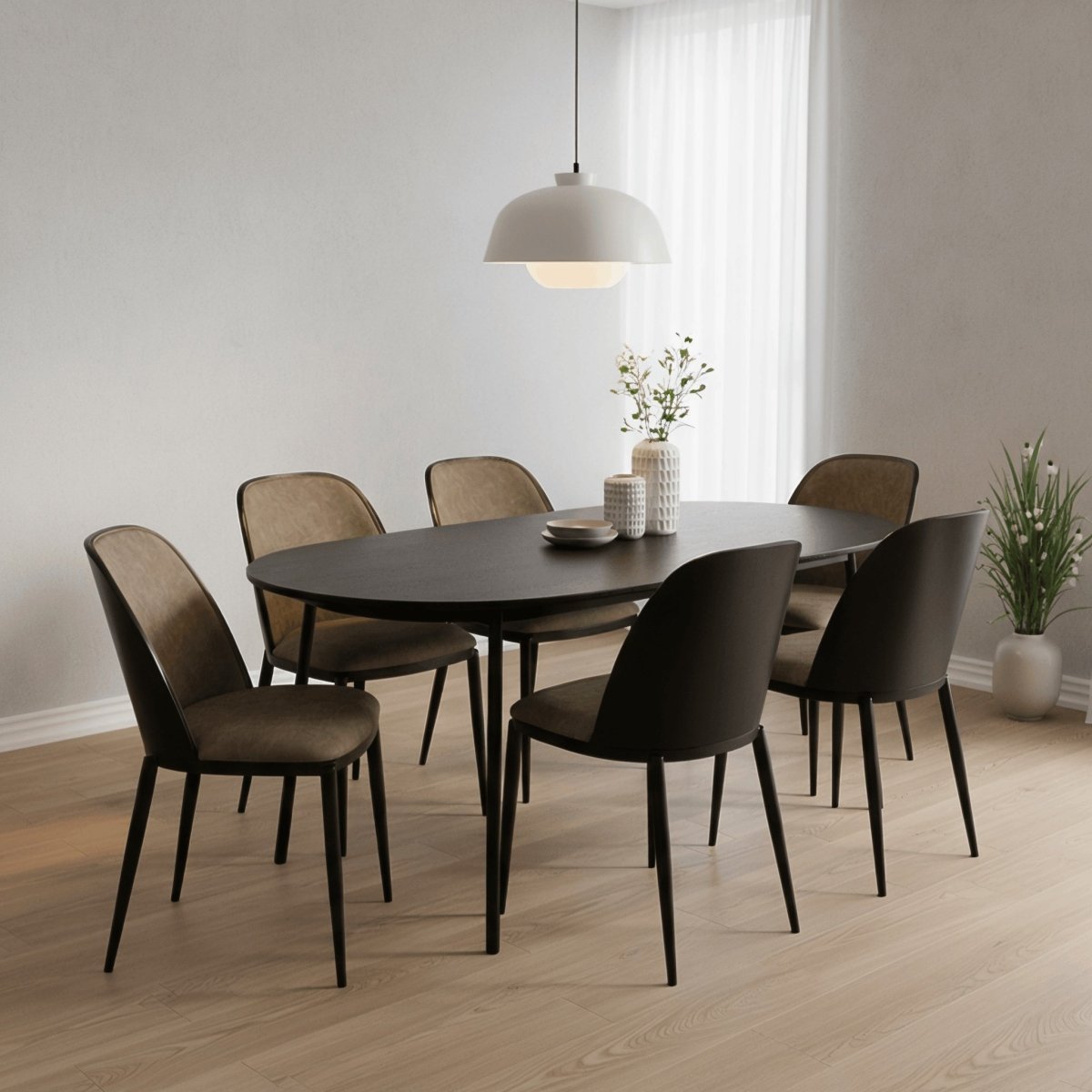 Tule Dining Side Chair with Upholstered Seat and Powder - Coated Steel Frame