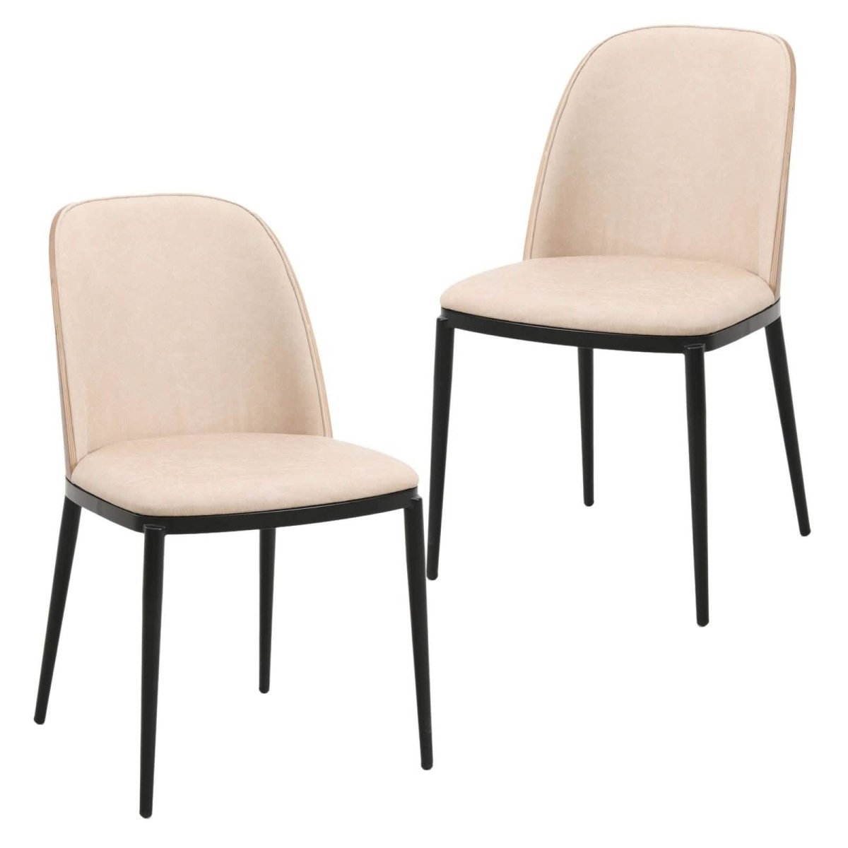 Tule Dining Side Chair with Upholstered Seat and Powder - Coated Steel Frame Set of 2