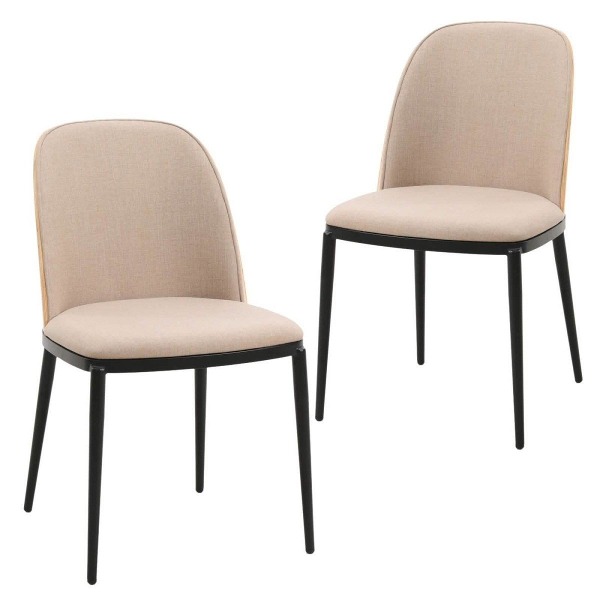 Tule Dining Side Chair with Upholstered Seat and Powder - Coated Steel Frame Set of 2
