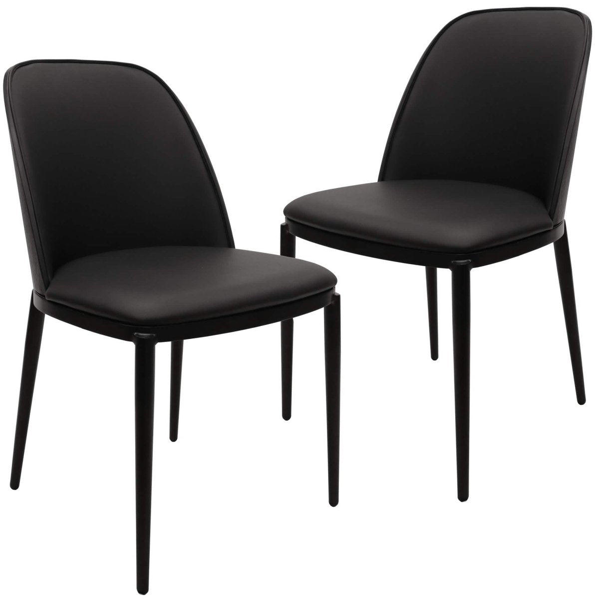 Tule Dining Side Chair with Upholstered Seat and Powder - Coated Steel Frame Set of 2