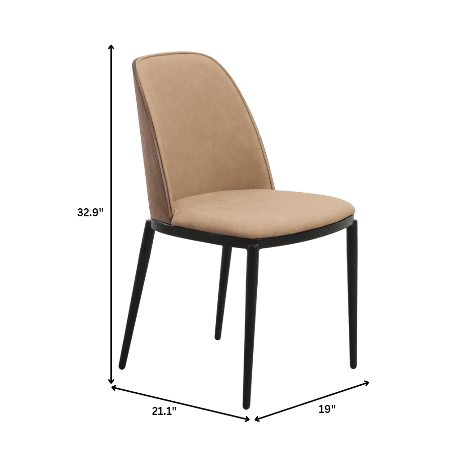 Tule Dining Side Chair with Upholstered Seat and Powder - Coated Steel Frame Set of 2