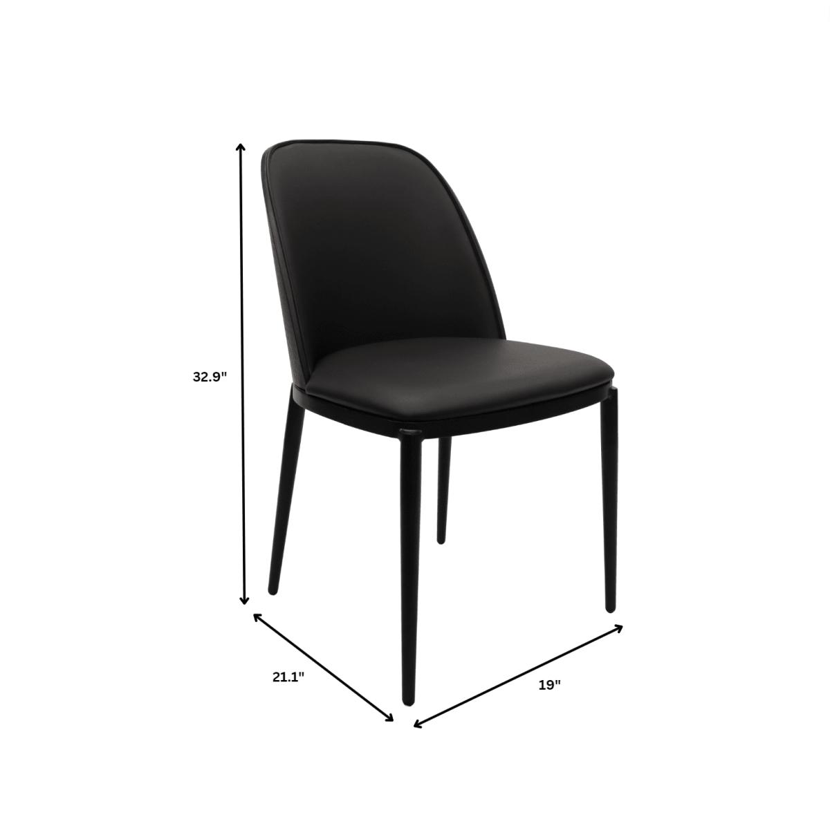 Tule Dining Side Chair with Upholstered Seat and Powder - Coated Steel Frame Set of 2