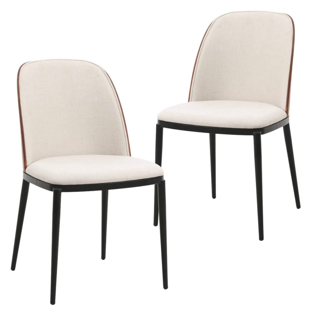 Tule Dining Side Chair with Upholstered Seat and Powder - Coated Steel Frame Set of 2