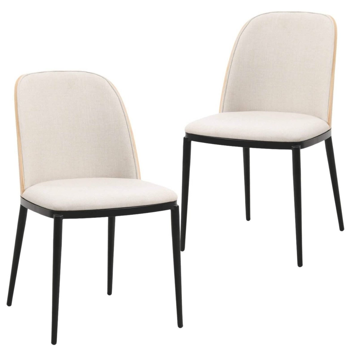 Tule Dining Side Chair with Upholstered Seat and Powder - Coated Steel Frame Set of 2