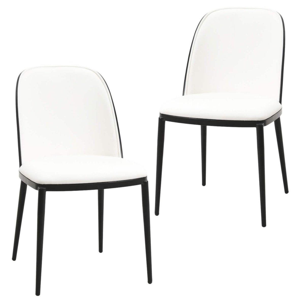 Tule Dining Side Chair with Upholstered Seat and Powder - Coated Steel Frame Set of 2