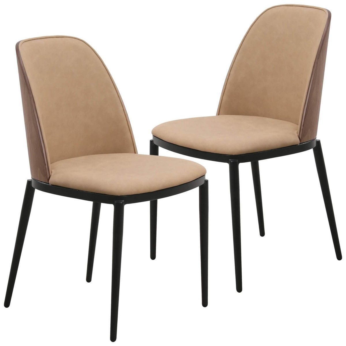 Tule Dining Side Chair with Upholstered Seat and Powder - Coated Steel Frame Set of 2