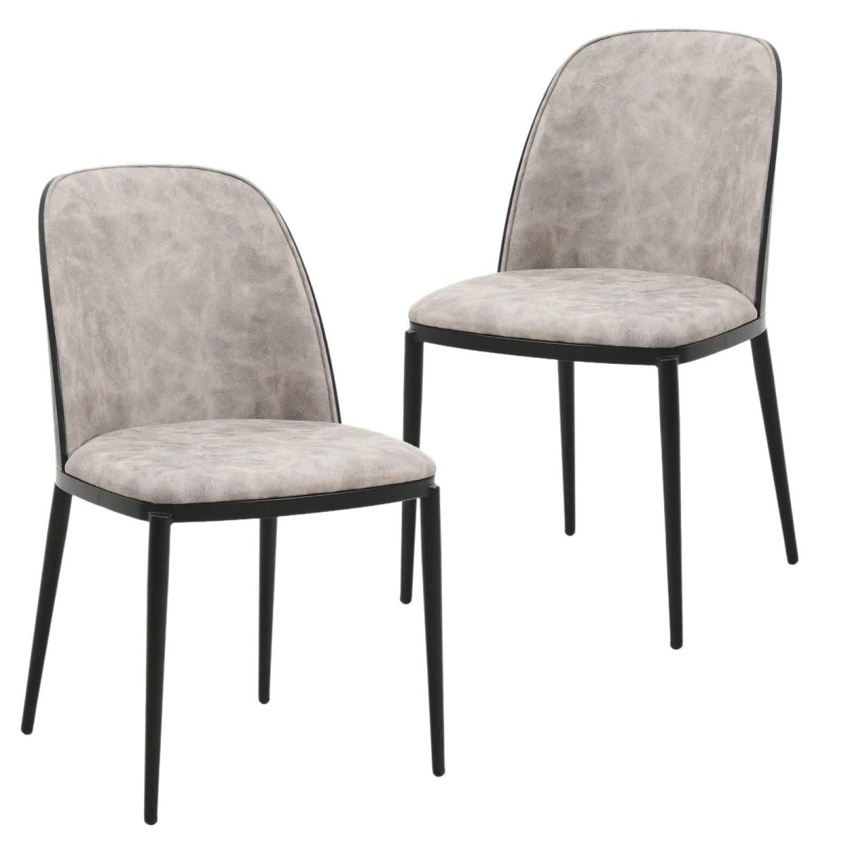 Tule Dining Side Chair with Upholstered Seat and Powder - Coated Steel Frame Set of 2