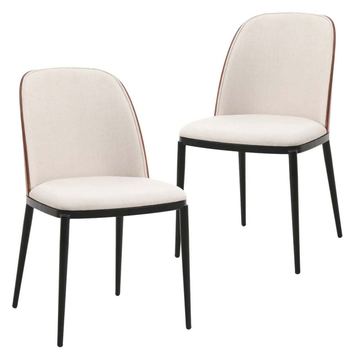 Tule Dining Side Chair with Upholstered Seat and Powder - Coated Steel Frame Set of 2