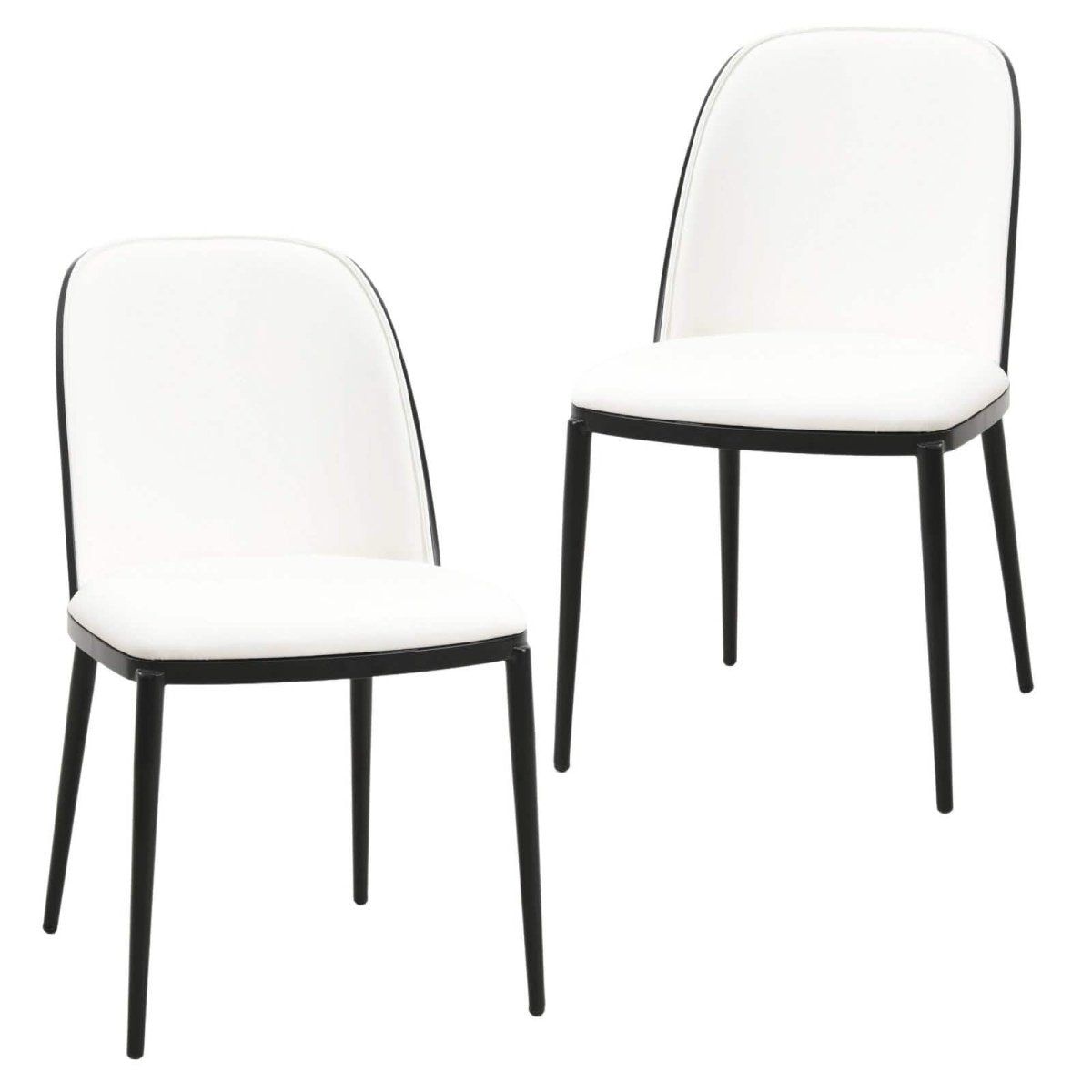 Tule Dining Side Chair with Upholstered Seat and Powder - Coated Steel Frame Set of 2