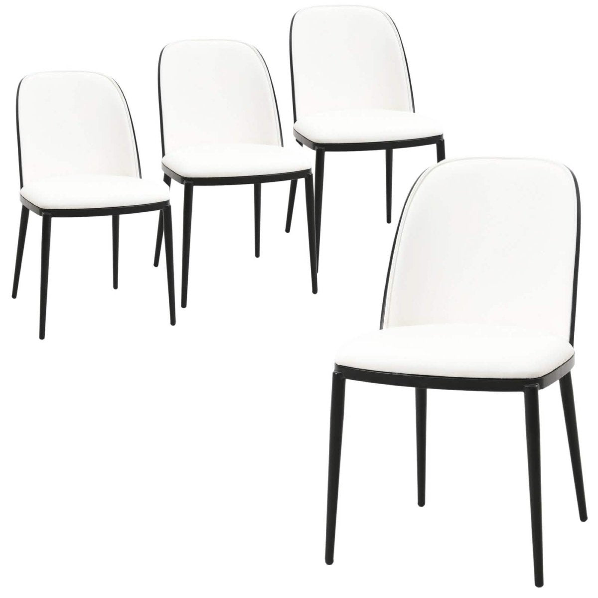 Tule Dining Side Chair with Upholstered Seat and Powder - Coated Steel Frame Set of 4