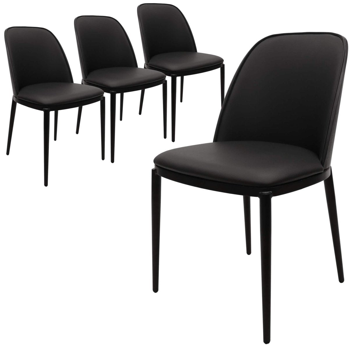 Tule Dining Side Chair with Upholstered Seat and Powder - Coated Steel Frame Set of 4