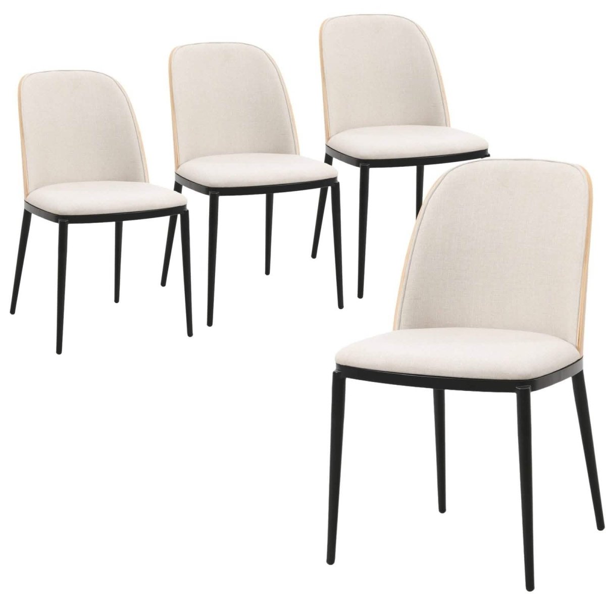 Tule Dining Side Chair with Upholstered Seat and Powder - Coated Steel Frame Set of 4