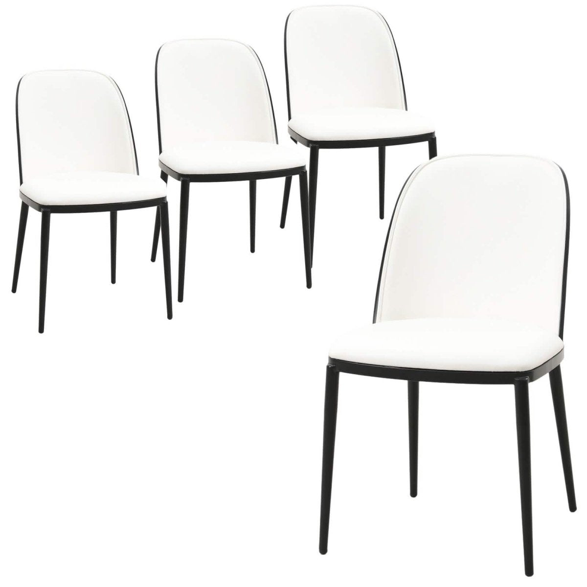 Tule Dining Side Chair with Upholstered Seat and Powder - Coated Steel Frame Set of 4