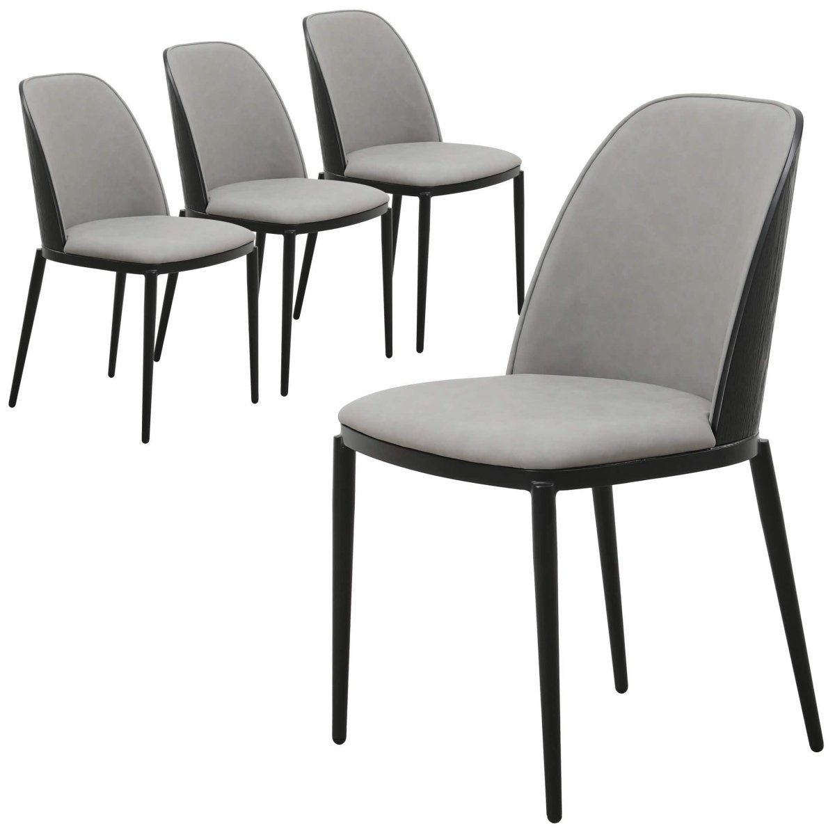 Tule Dining Side Chair with Upholstered Seat and Powder - Coated Steel Frame Set of 4