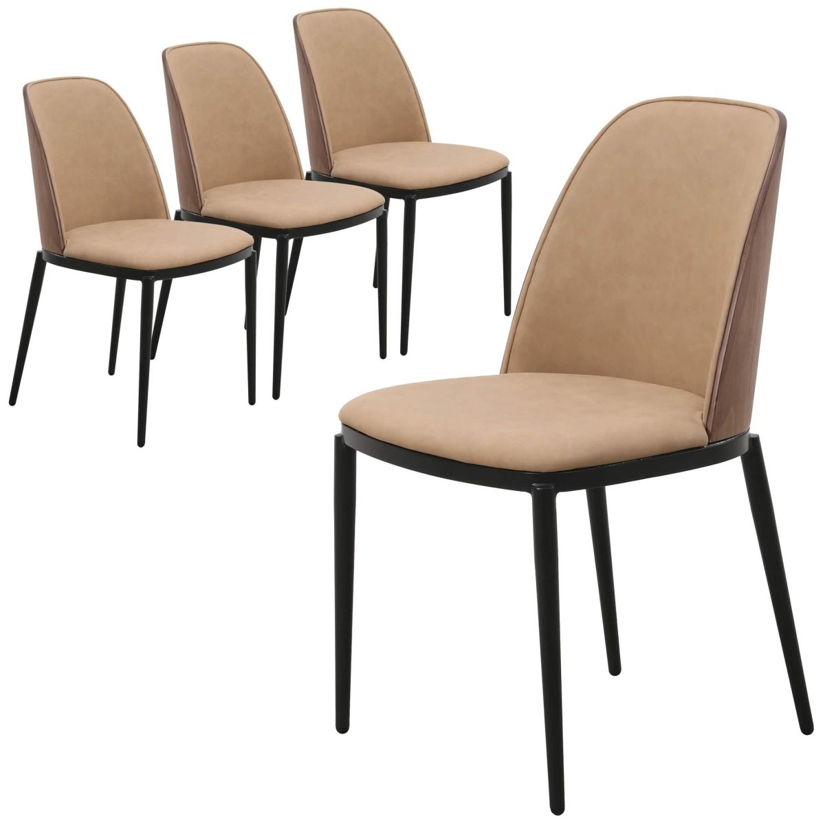 Tule Dining Side Chair with Upholstered Seat and Powder - Coated Steel Frame Set of 4