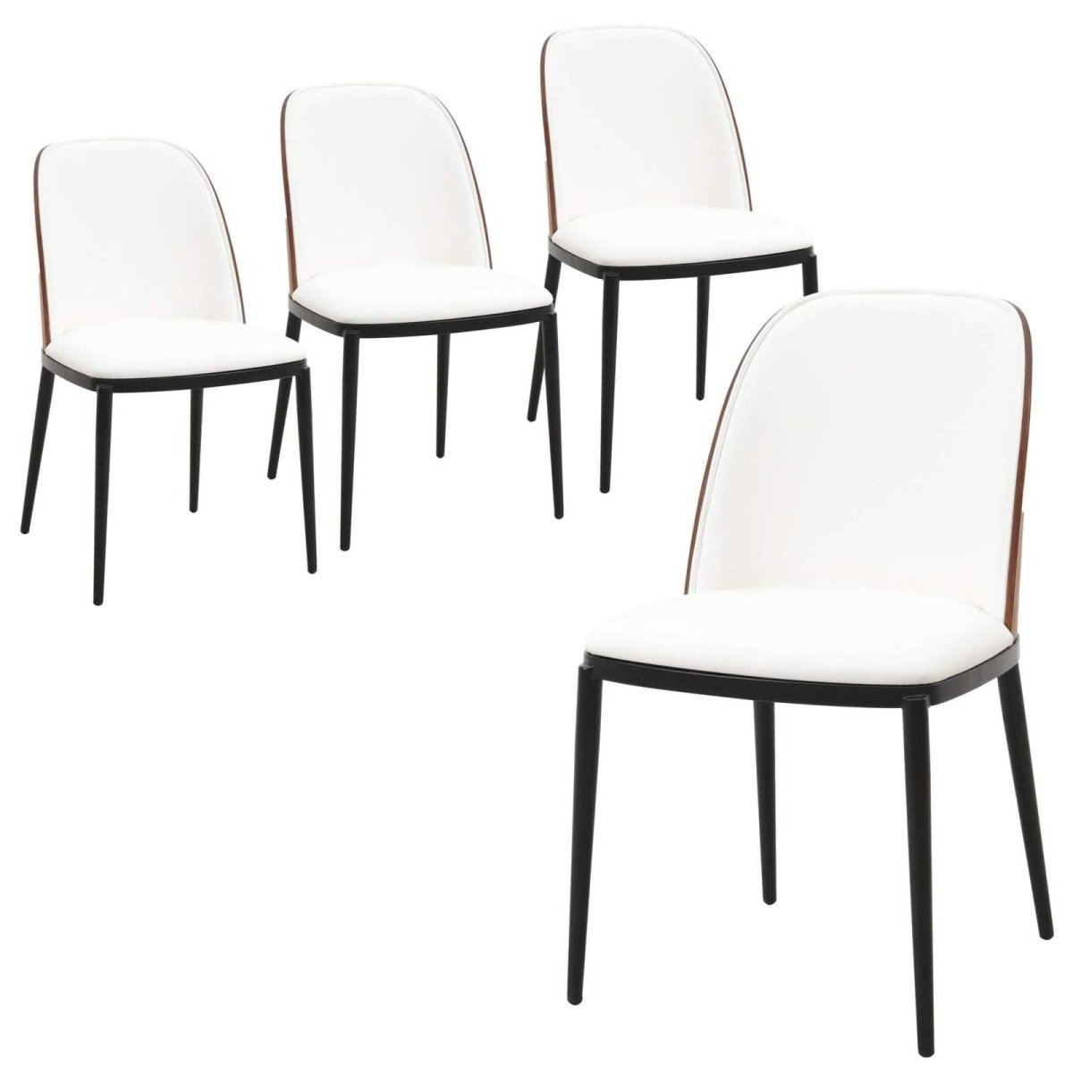 Tule Dining Side Chair with Upholstered Seat and Powder - Coated Steel Frame Set of 4