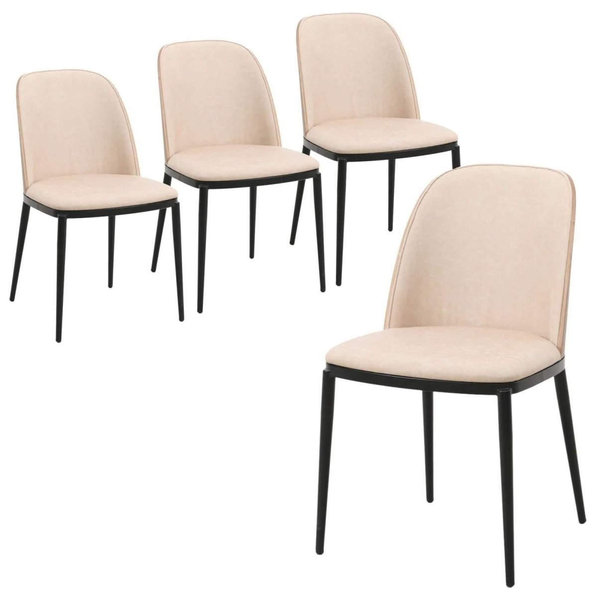 Tule Dining Side Chair with Upholstered Seat and Powder - Coated Steel Frame Set of 4