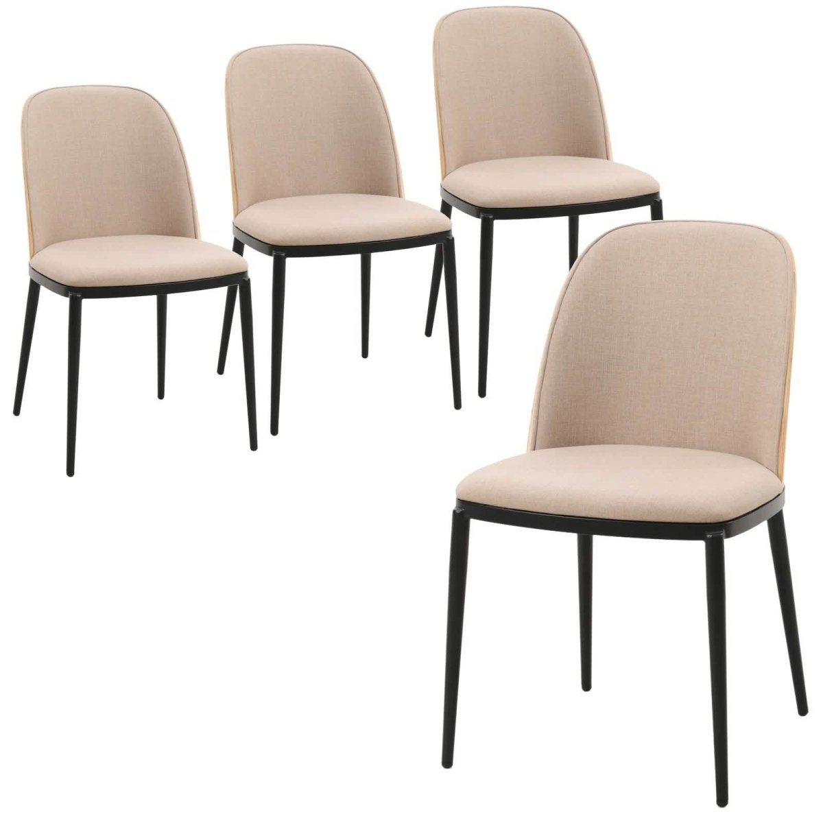 Tule Dining Side Chair with Upholstered Seat and Powder - Coated Steel Frame Set of 4