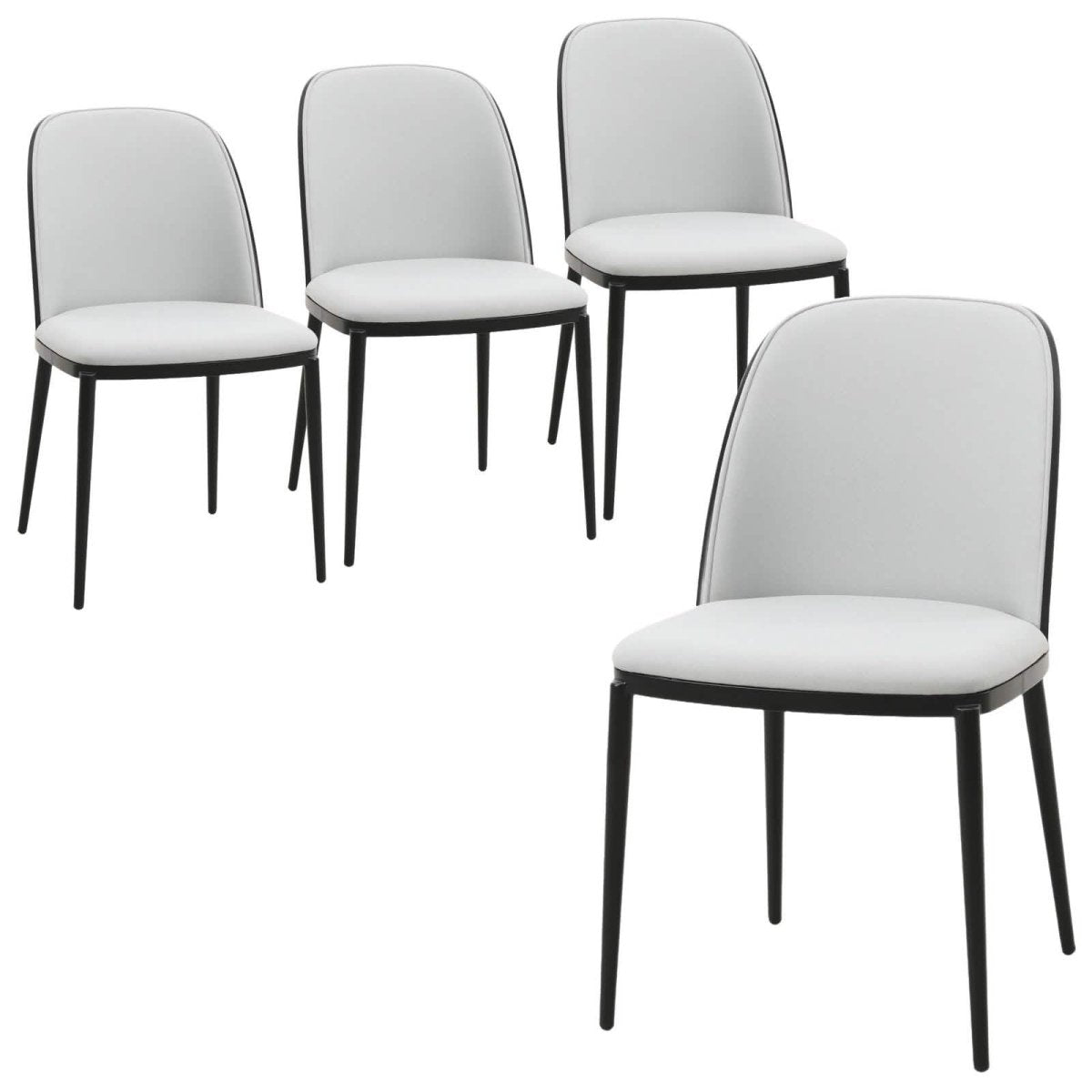 Tule Dining Side Chair with Upholstered Seat and Powder - Coated Steel Frame Set of 4