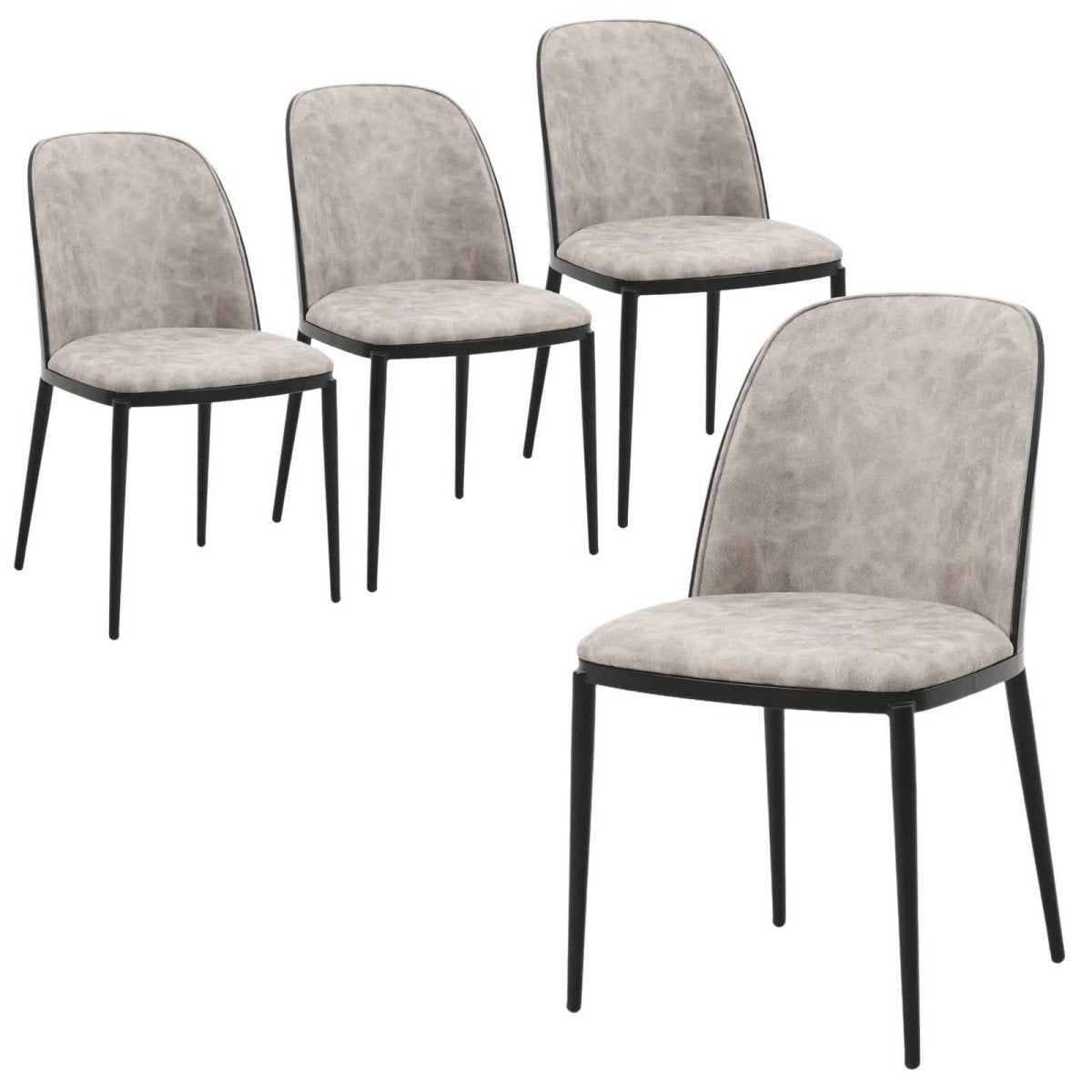 Tule Dining Side Chair with Upholstered Seat and Powder - Coated Steel Frame Set of 4